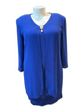 Cattiva Size 18 Royal Blue Vintage Layered Chiffon & Sequin Cocktail Dress